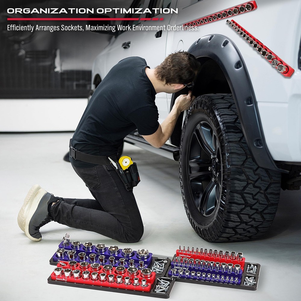 6-Piece Magnetic Socket Organizer Set for Easy Tool Box Storage