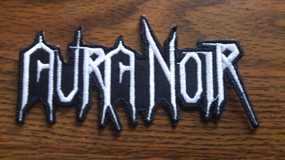 AURA NOIR,IRON ON WHITE EMBROIDERED PATCH
