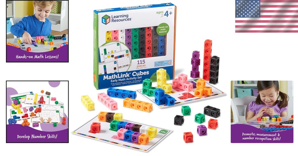 Interactive 115-Piece MathLink Cube Set for Preschool & Kindergarten Learning