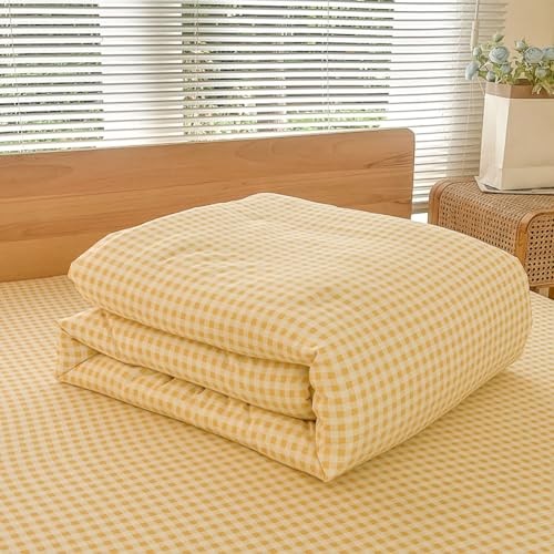 Comforter Set Bedding Comforter Sets, Yellow Grid Bed Queen Yellow Gingham