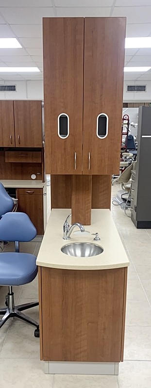 BioTec Dental Center Island Cabinet (Amber Cherry) Solid Surface Countertop