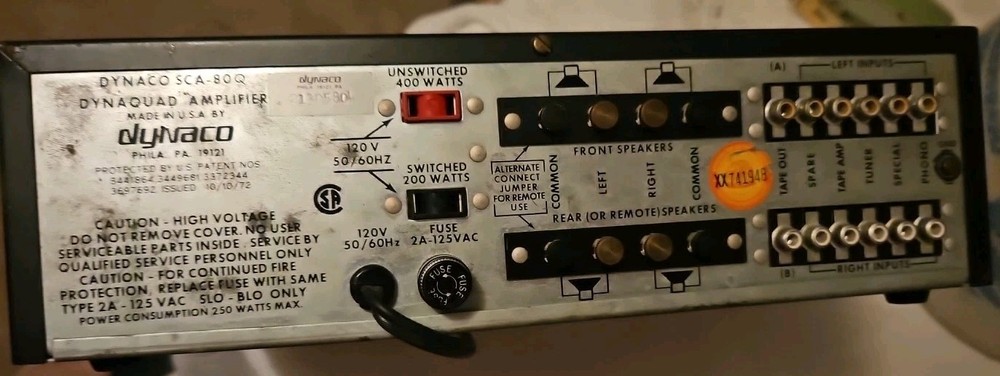 Vintage Dynaco SCA-80Q Stereo Amplifier – Untested