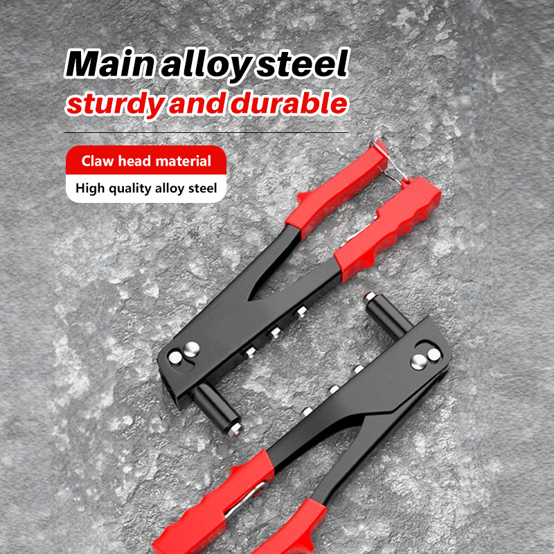 1 Heavy Duty Rivet Gun Kit, Hand Rivet Tool for Metal, Wood and Plastic