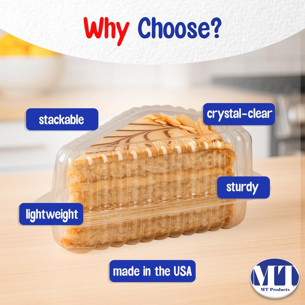 MT Products Individual Single Slice Pie & Cake Containers Extra Small, Clear