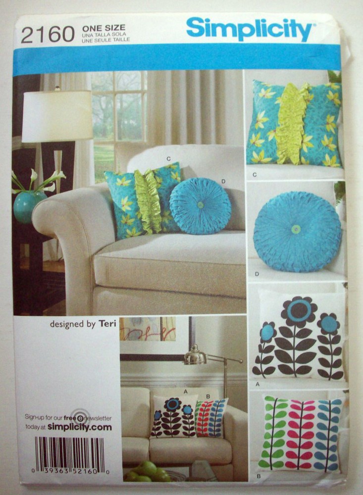 Ruffled applique flowers decorative  pillows  5 designs  unused Pattern 2160