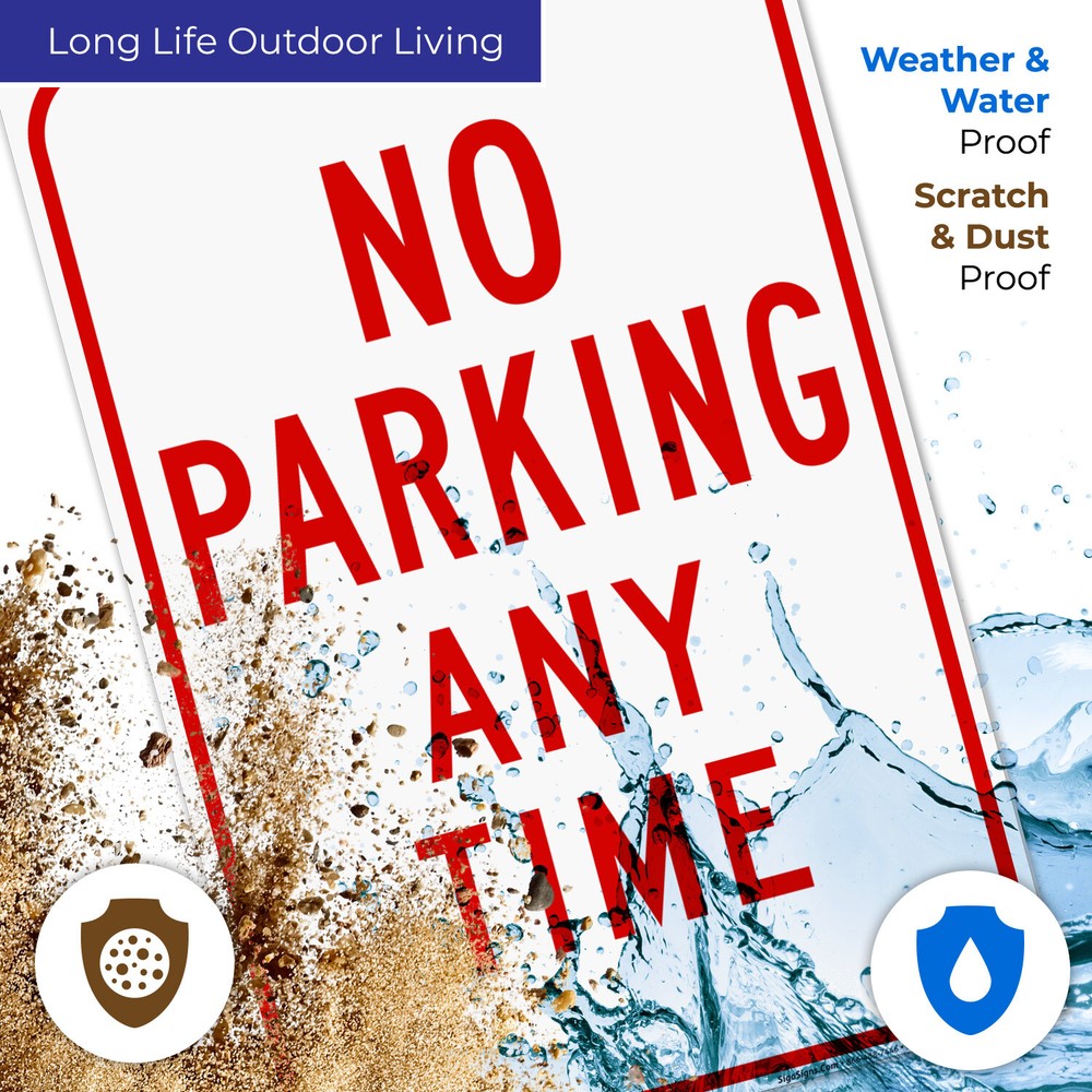 Any Time No Parking Red Sign,