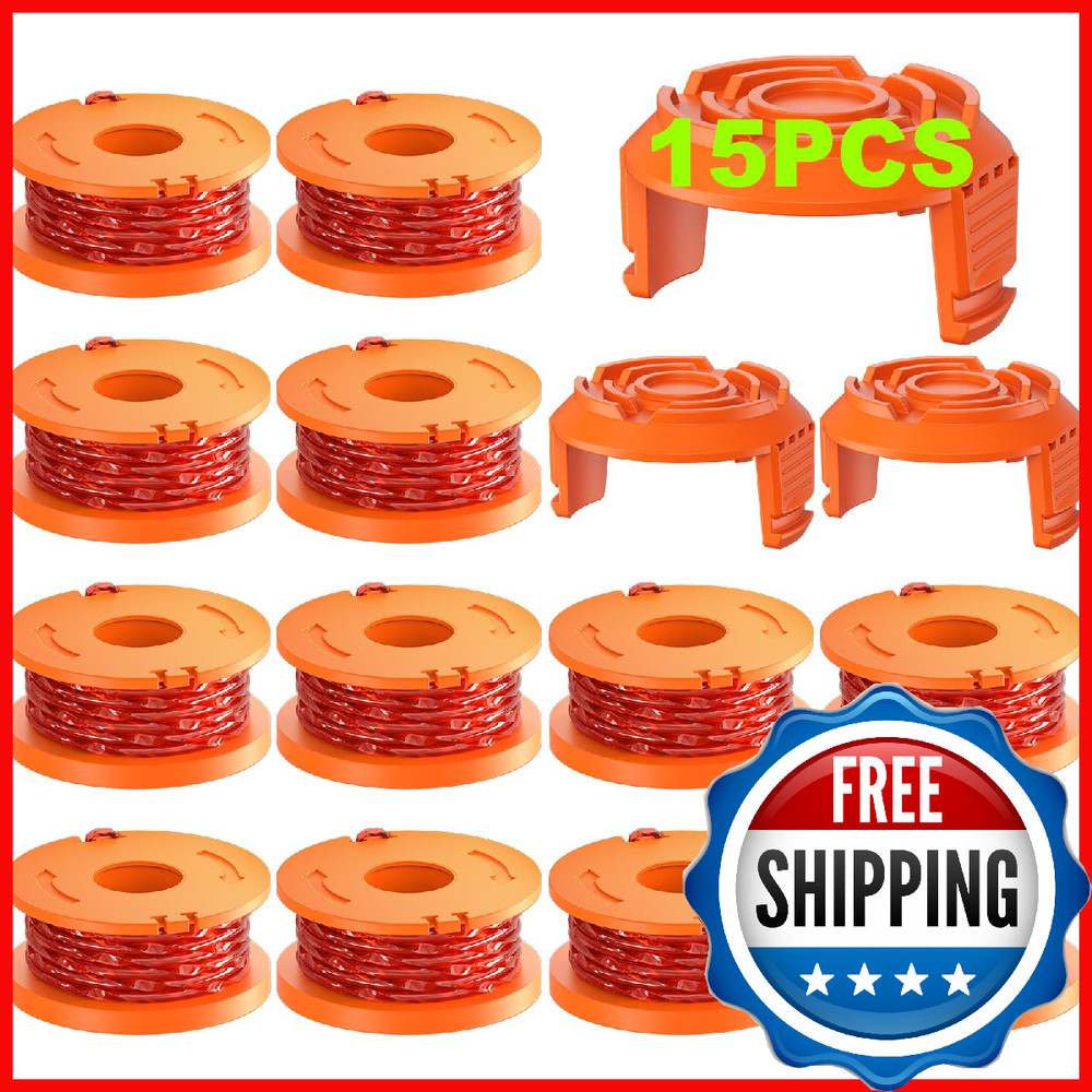 Worx 15 Pack Trimmer Spool Line Replacement Weed Eater String 0.065'' 12 Spools