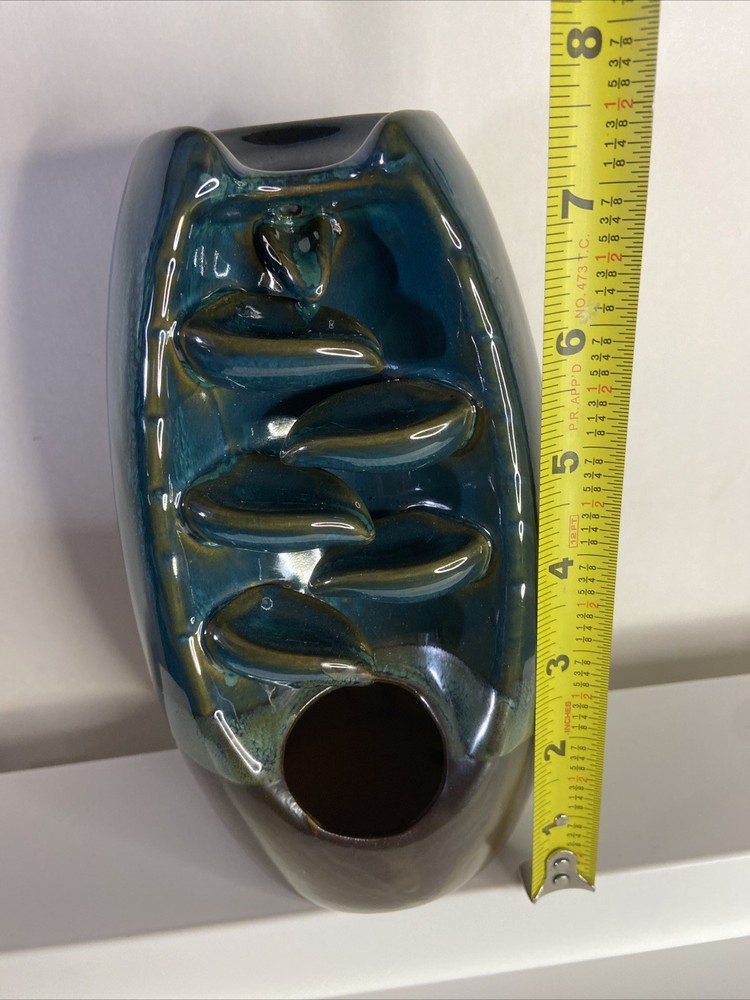 Cascade Incense Burner Waterfall Ceramic Teal Green Brown