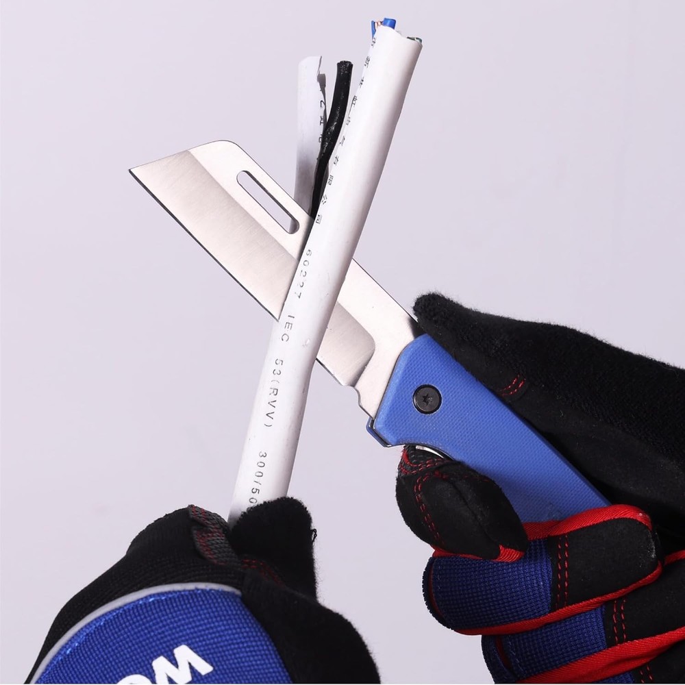 WORKPRO Electrician & Folding Pocket Knife with Stainless Plain Edge G10 Handle