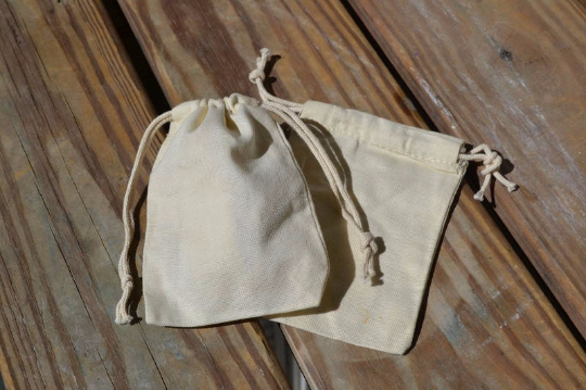 8"x12" Cotton Canvas Double Drawstring Muslin Bags (Natural Color)