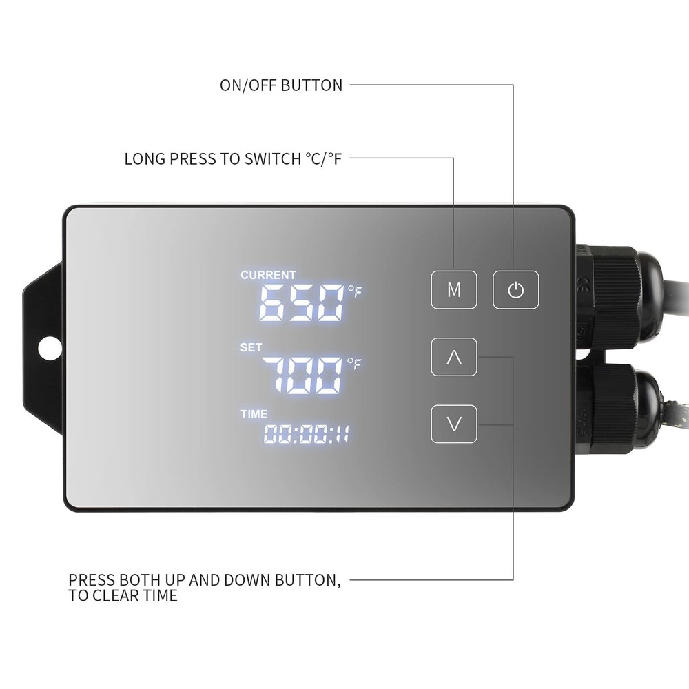 Digital Temperature Controller with Accessories, Black, 110V, Easy to Use