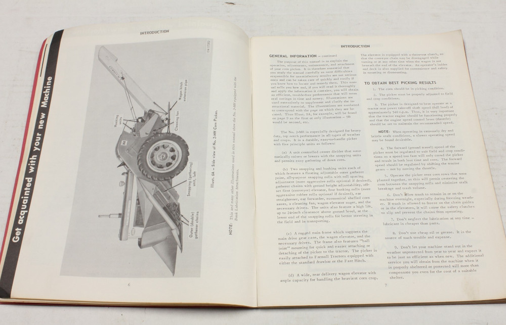 Operator's Manual for McCormick 2-MH Two-row mounted Corn Picker