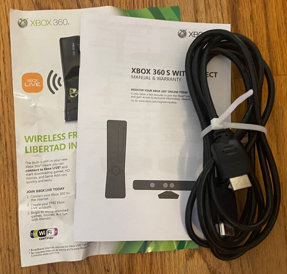 Microsoft Xbox 360 Kinect Sensor - Black w/Cords, Dance Central & Tiger Woods 14