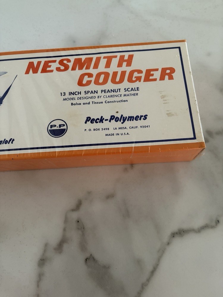Peck Polymers Nesmith Cougar 13 inch Span Peanut Scale Rubber Powered Flying Mod
