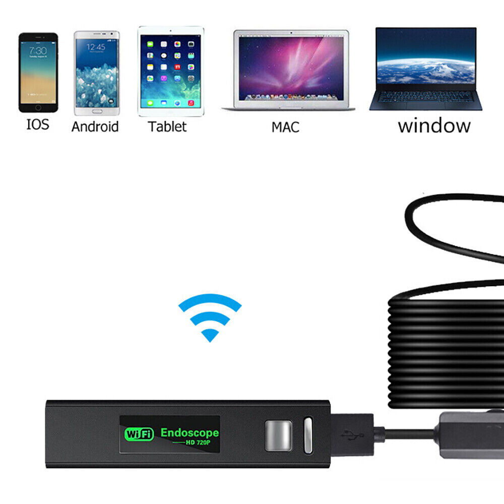 5M 8LED Wireless Endoscope WiFi Borescope Inspection Camera USB For iOS Android