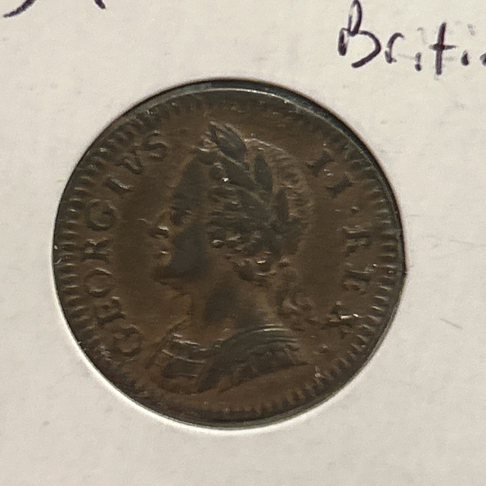 1754 George II Farthing Copper Coin High Grade !!!!