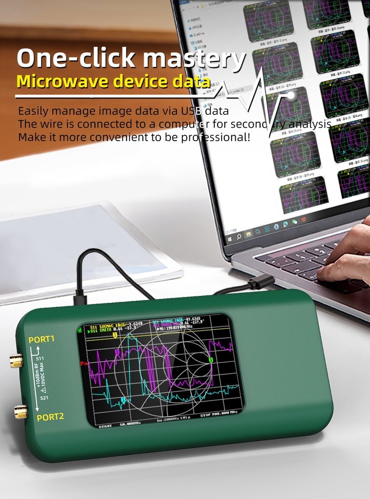 Vector Network Analyzer 10KHz-1.5GHz RF Output 0dBm Touch Screen Li-Battery USB