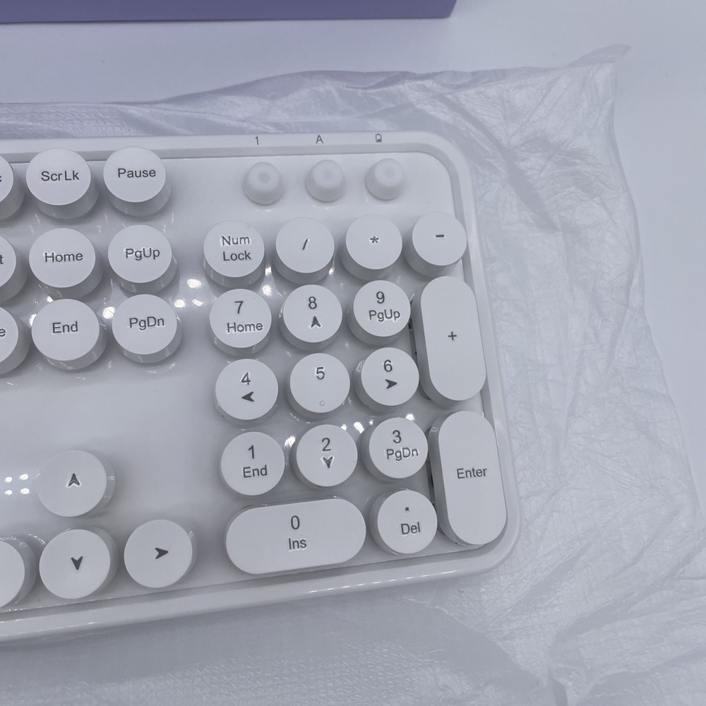 Wireless Keyboard & Mouse Combo 104 Keys Full-Size Retro Round Keys For Windows