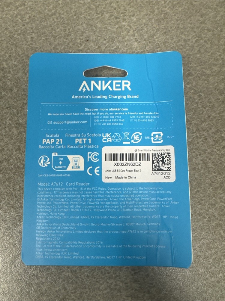 ANKER 2 Slot USB 3.0 Card Reader Black New