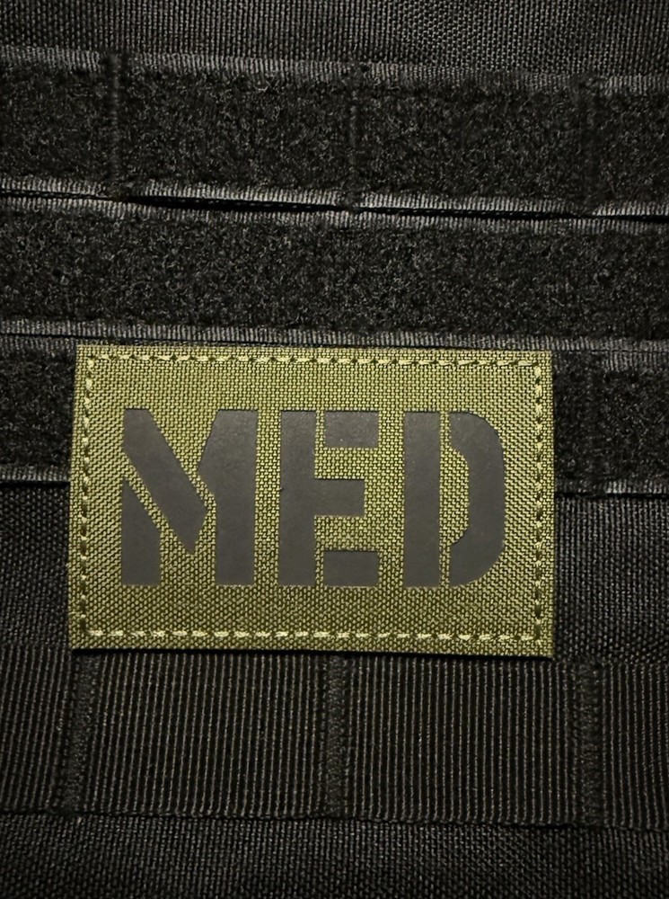 Med IR Reflective EMT Military Combat Tactical patch Hook Loop Green