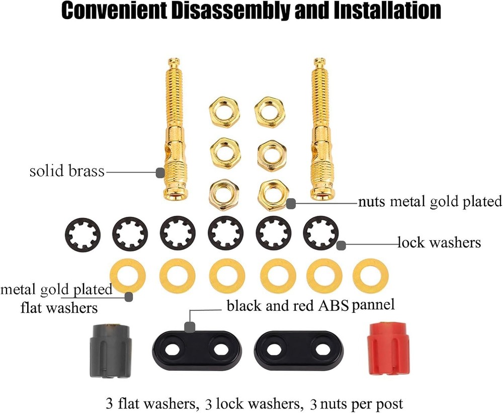 4Pcs Banana Jack Plugs Gold Plated Long Threaded Binding Post Speaker Connect...