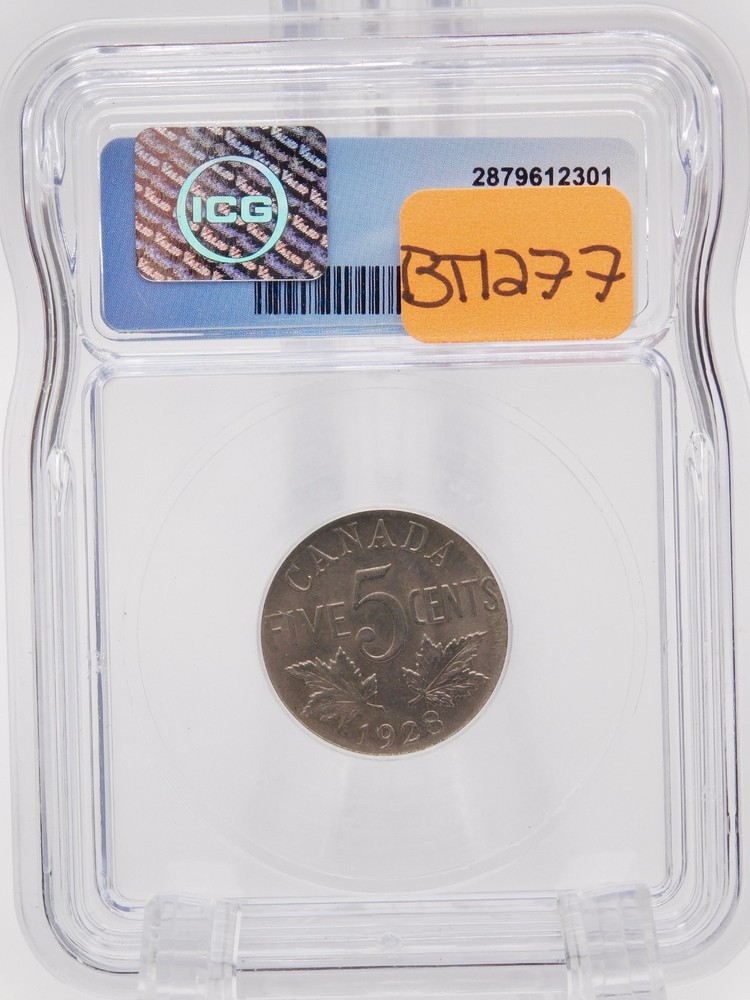1928 Canada Five Cent ICG MS64 (BT1277)