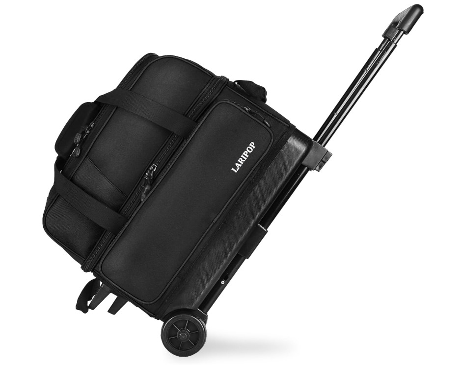 Dual Roller 2-Ball Bowling Bag, Featuring a Separate Large Shoe Compartment