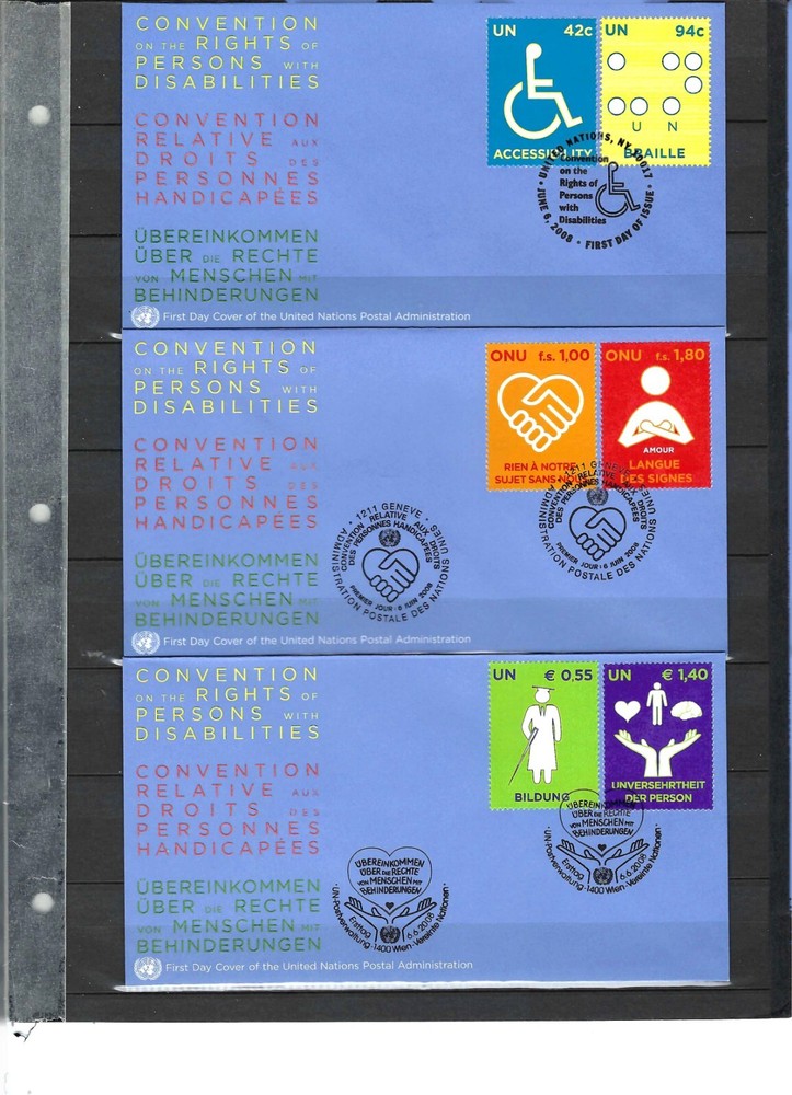 2008 Persons with Disabilities - Combo FDC's - UNPA Cachet(209A)