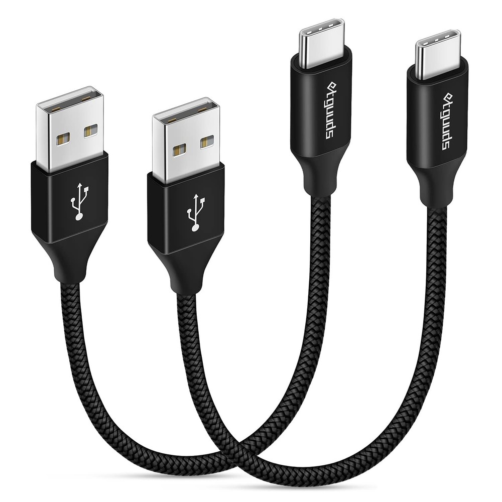 etguuds USB to C Cable 1ft, 2-Pack Short A Type C Black