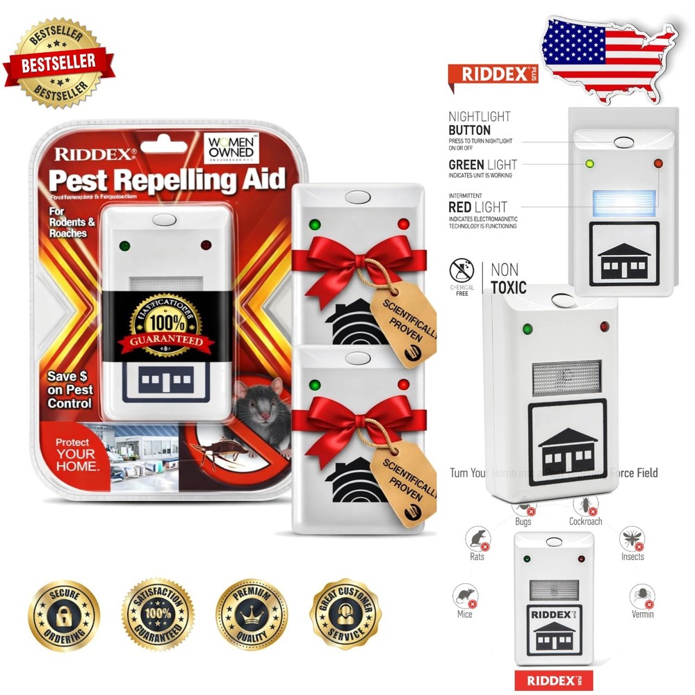 Plug-in Pest Repeller 2-Pack White, Safe & Silent Electromagnetic Waves