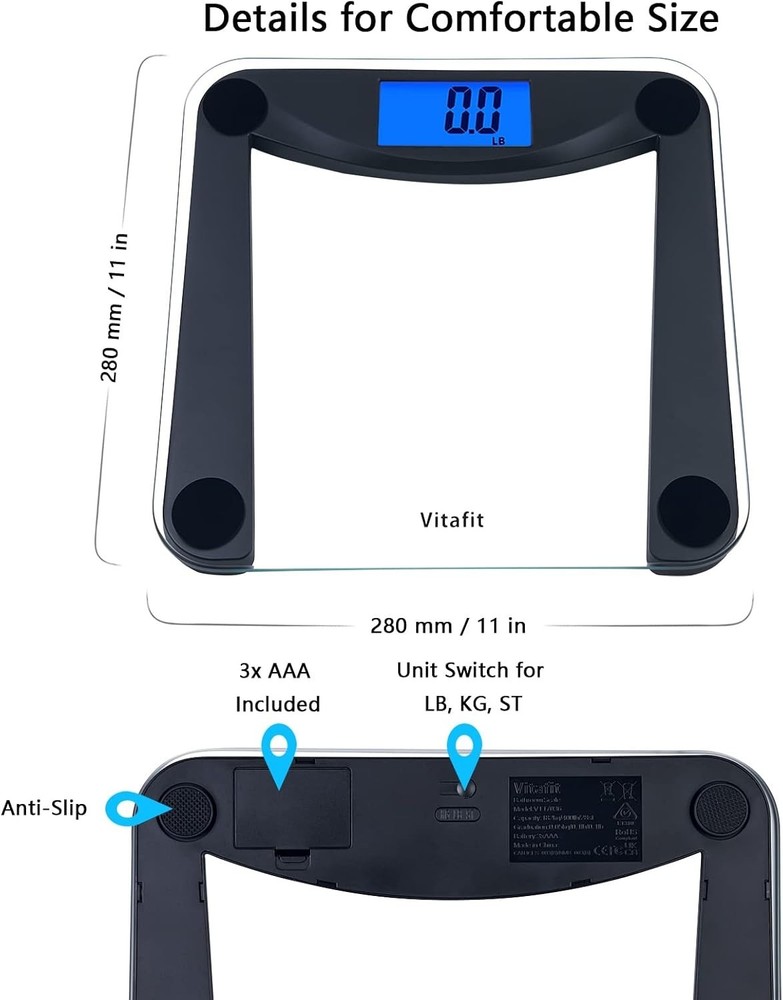 Extra Large Backlit LCD Digital Scale - 0.1lb Precision for Body Weight