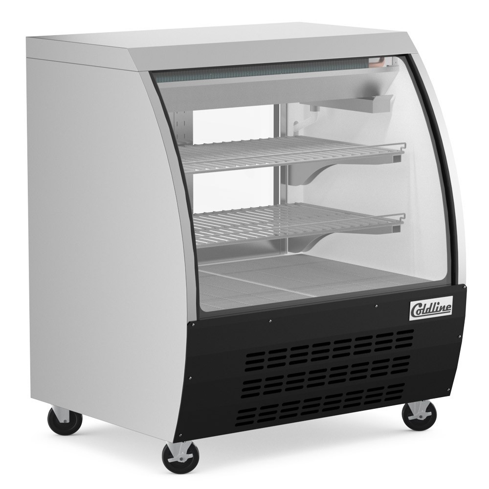 Deli case 36" Gravity Coil. Black, installed casters