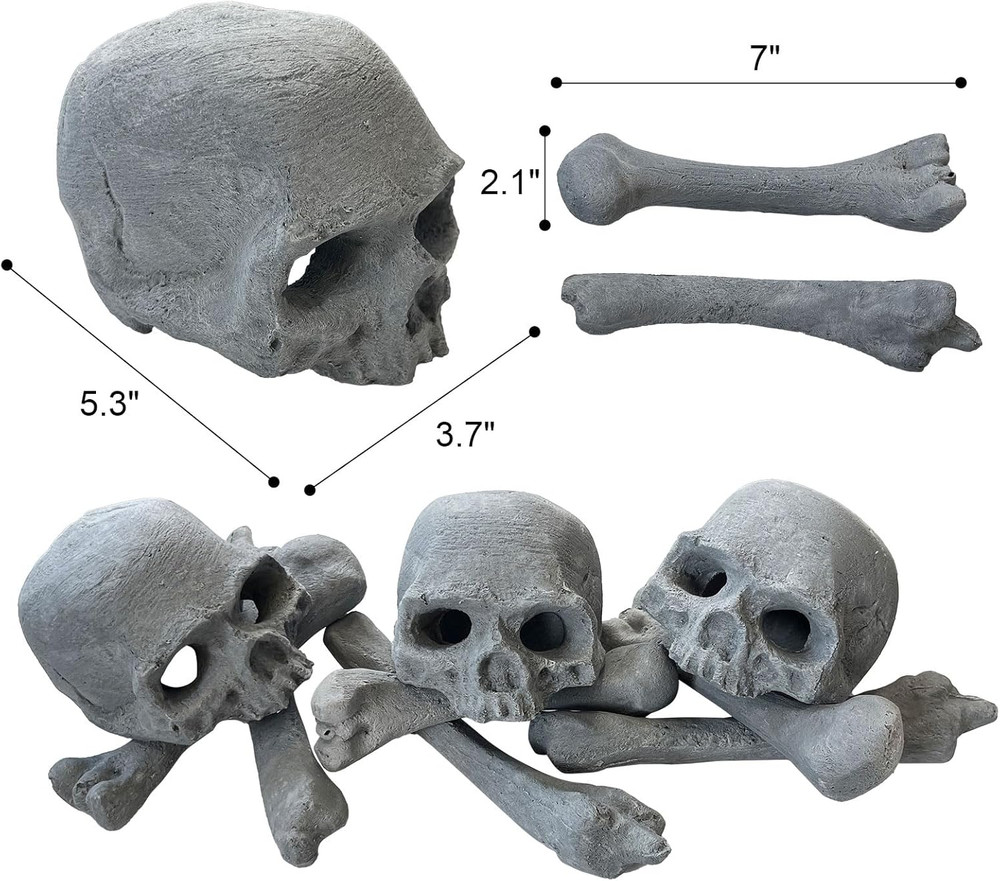 9 Pcs Ceramic Skulls for Fire Pit, Durable Reusable Fireproof Fire Pit Skull Log