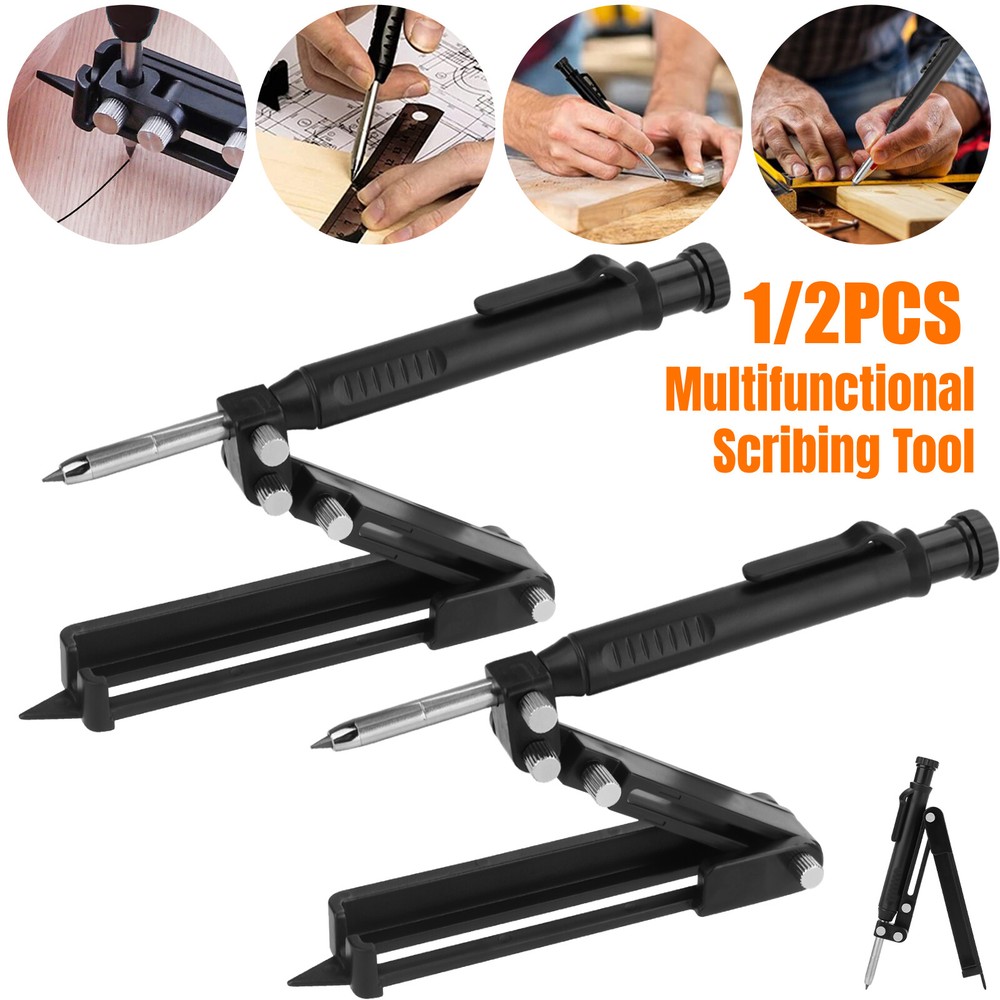 Adjustable Multifunction Scribing Tool DIY Woodworking Measuring Scribe Pencil