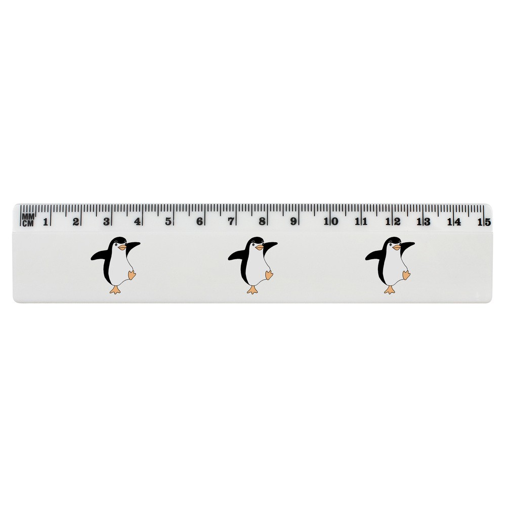 'Funny Dancing Penguin' White Plastic Ruler (RL025945)