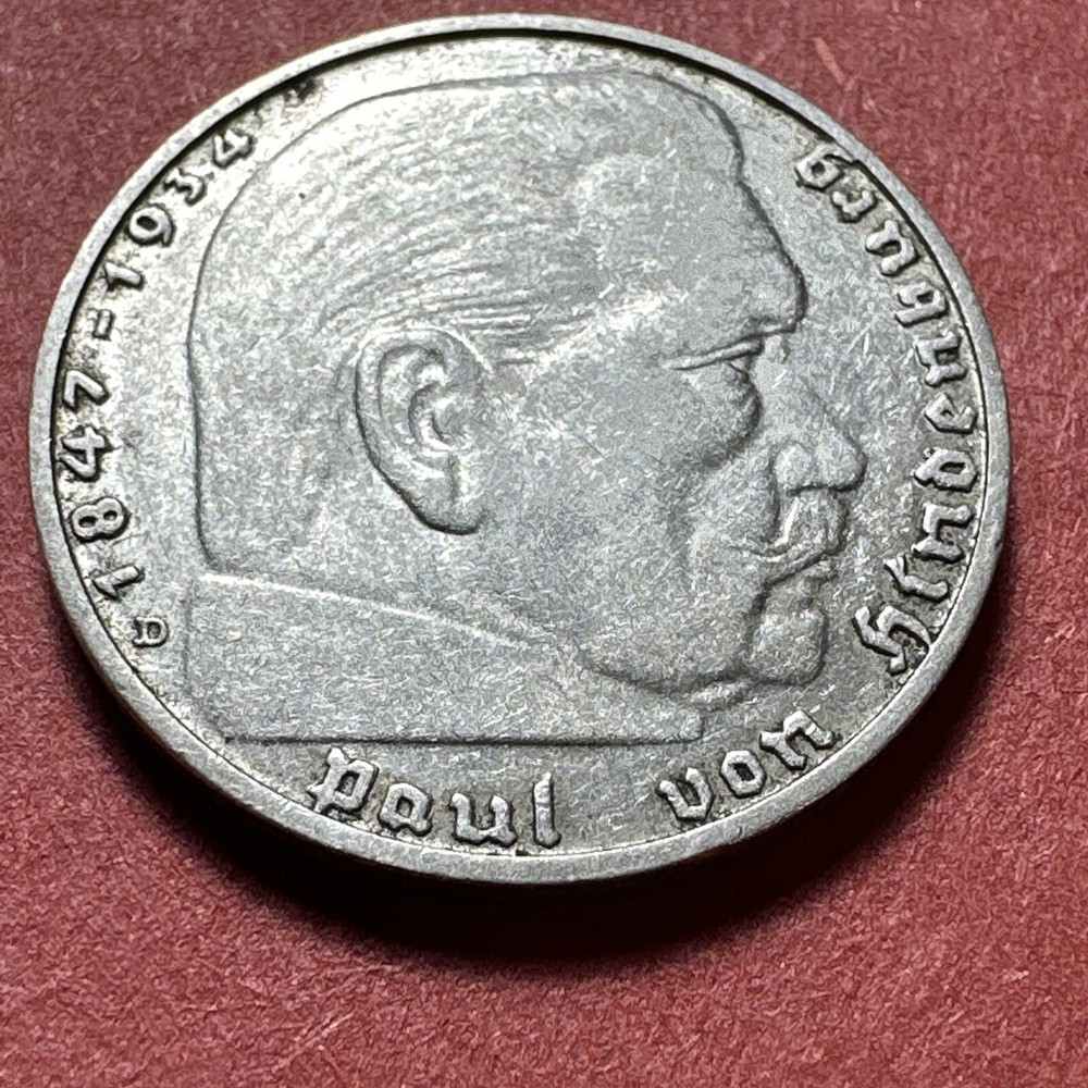 GERMANY 1938 D ( Munich Mint ) Silver . 625 Coin 2 MARK’s