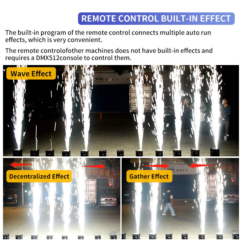 2 Pack 750W DMX512 Cold Spark Machine Cool Fireworks Sparkler with Flight Case