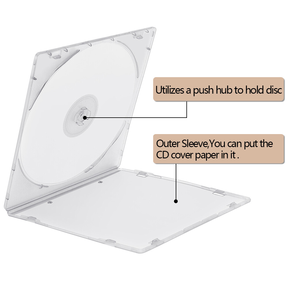 5.2mm Durable CD Case Holder Slim Single Clear PP Poly Plastic Cases 10 Pack