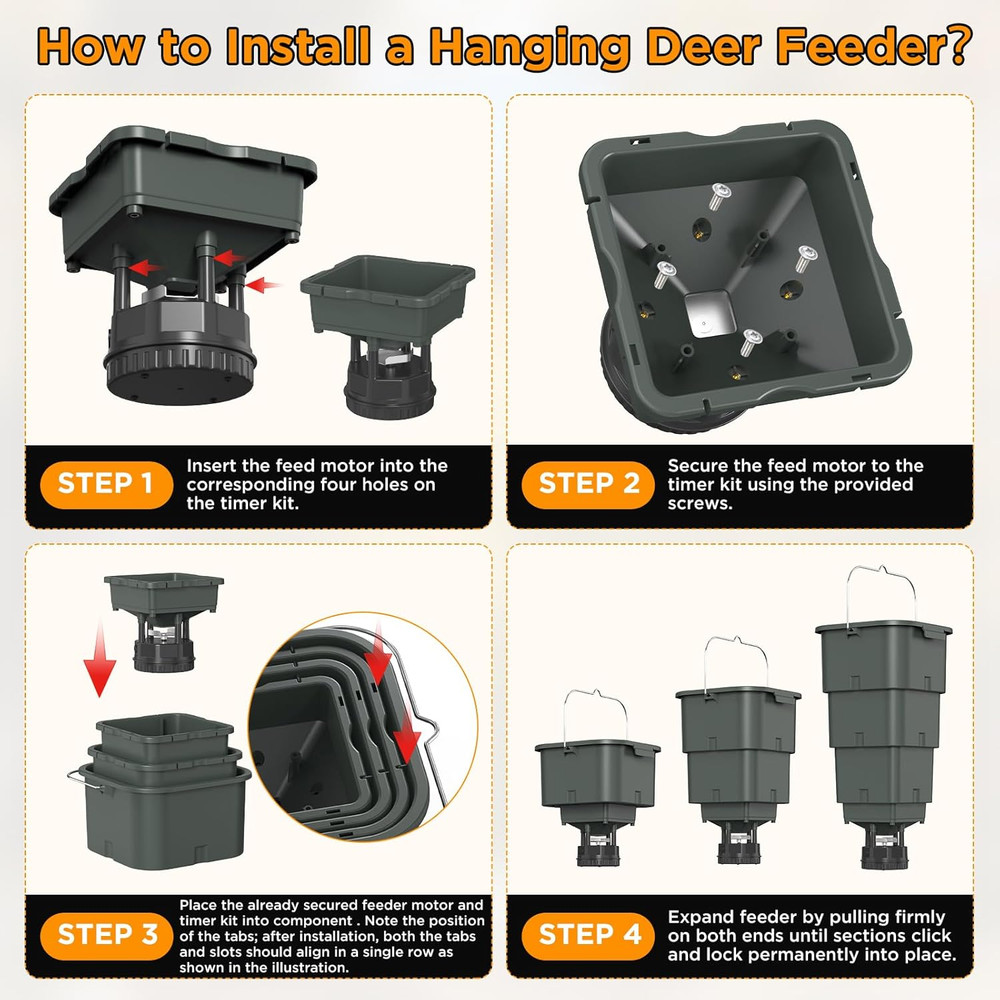 5 Gal Hanging Deer Feeder – Automatic Game Feeder with Digital Timer, 4 Feed Tim
