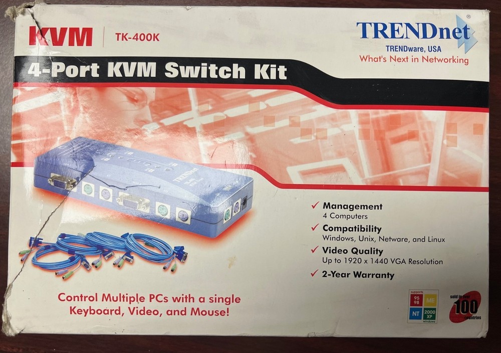 TRENDnet TK-400 4-Port KVM Switch Kit 1 Pc