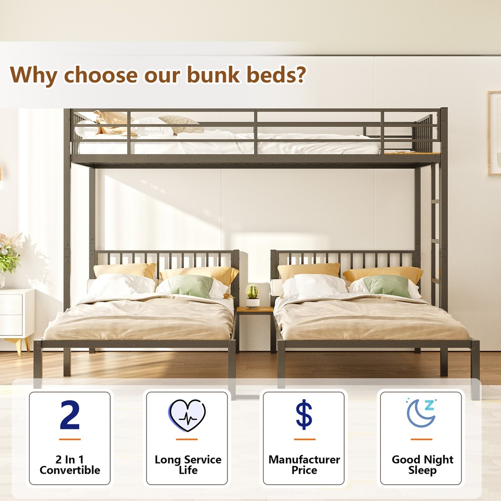 Black three-layer metal bed(This product comprises two parcels. This link corr