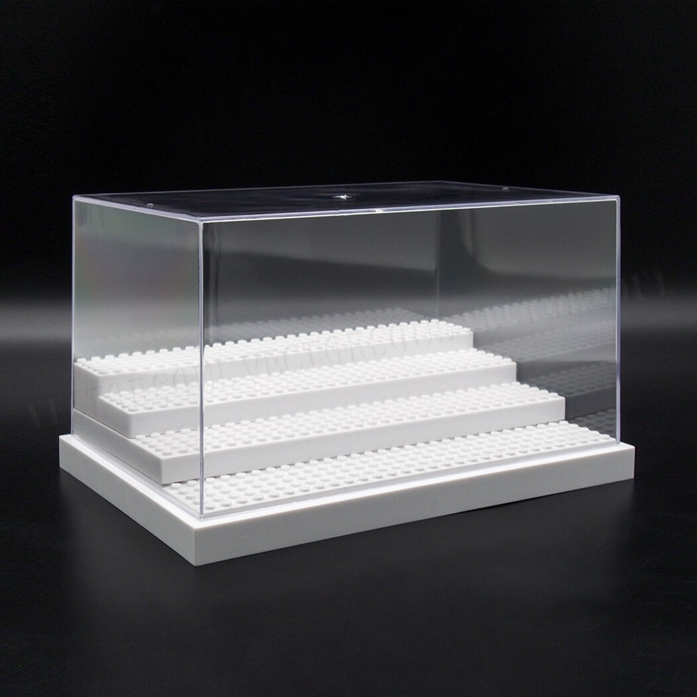 US White Acrylic Display Case Box 4 Steps For Building Blocks Plastic Base 24cm