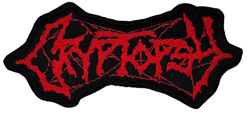 CRYPTOPSY RED LOGO (shaped border) EMBROIDERED PATCH