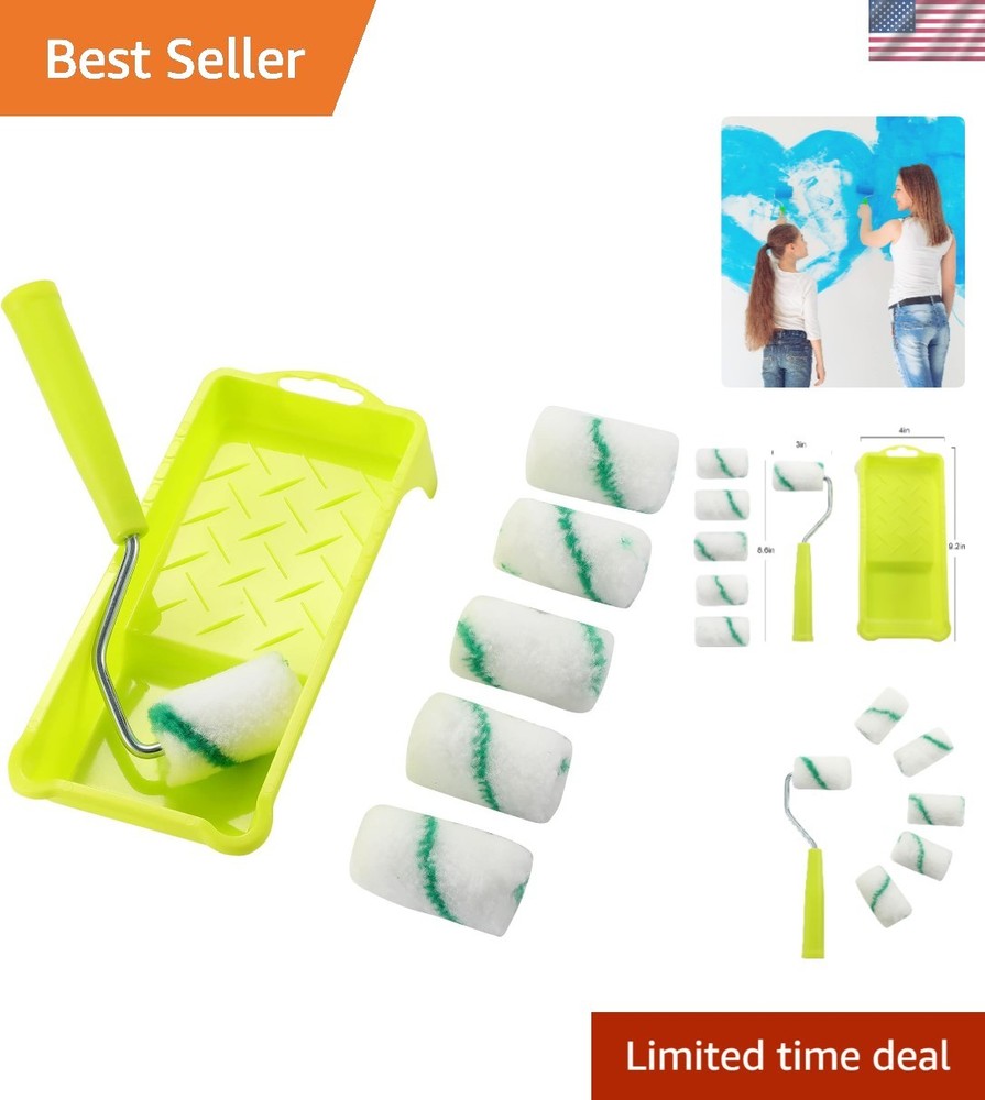 Versatile 2" High-Density Fabric Paint Roller Set with Tray & Frame - 8 Pieces