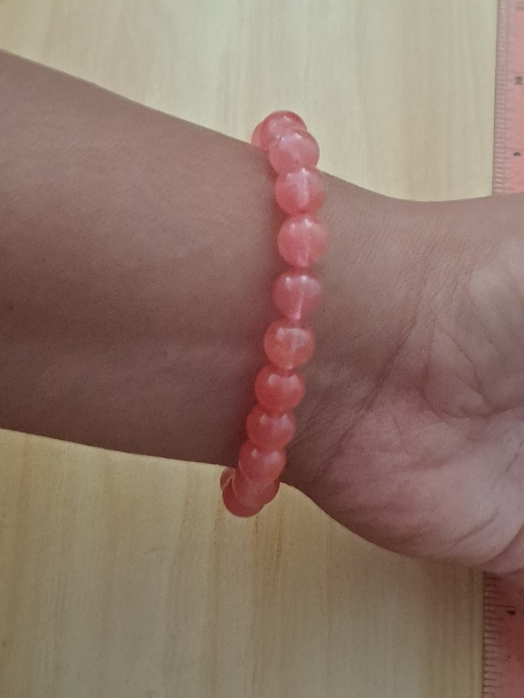 cherry quartz stretch bracelet