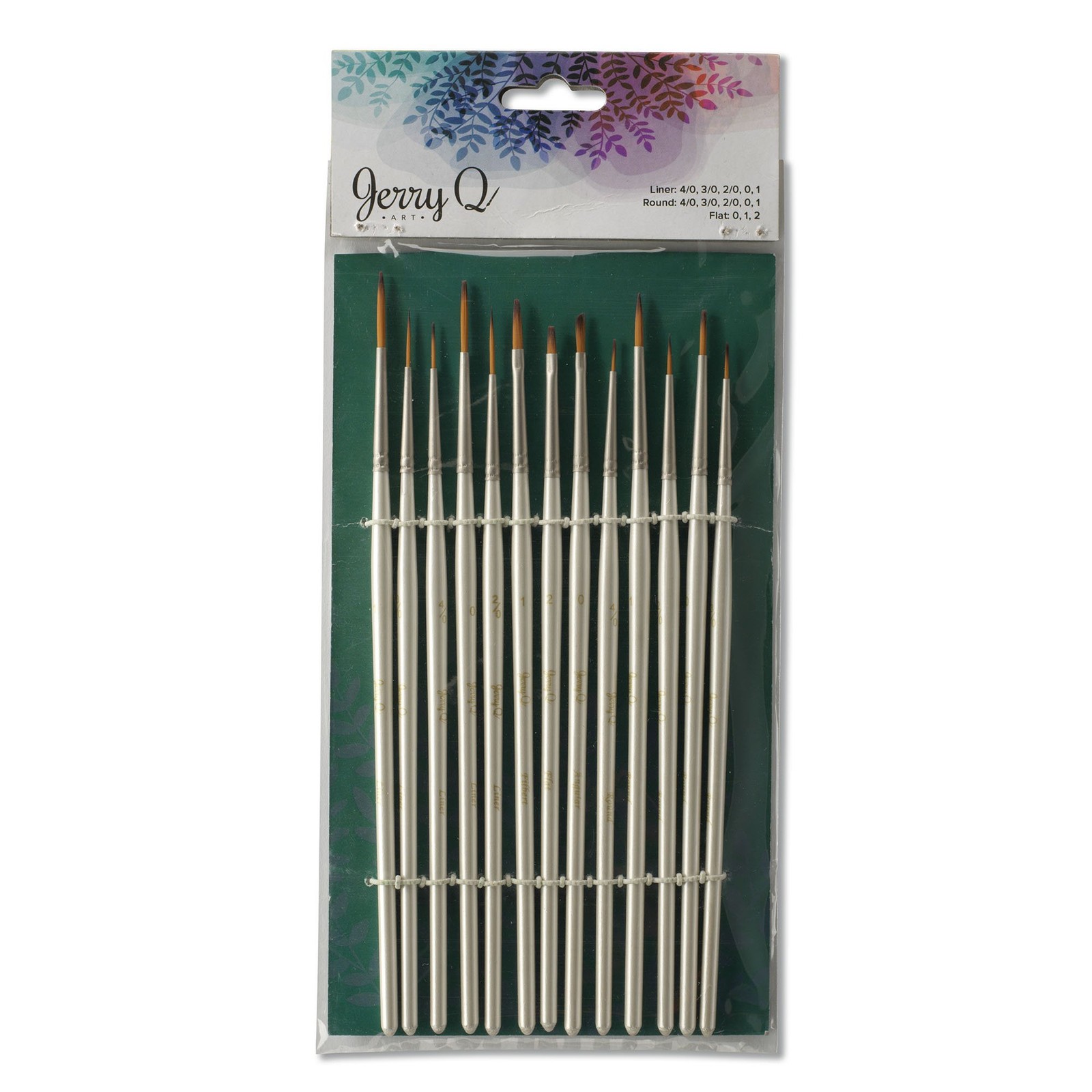 Jerry Q Art 13 Pcs Detail Paint Brushes, Double Color Short handles, Brown