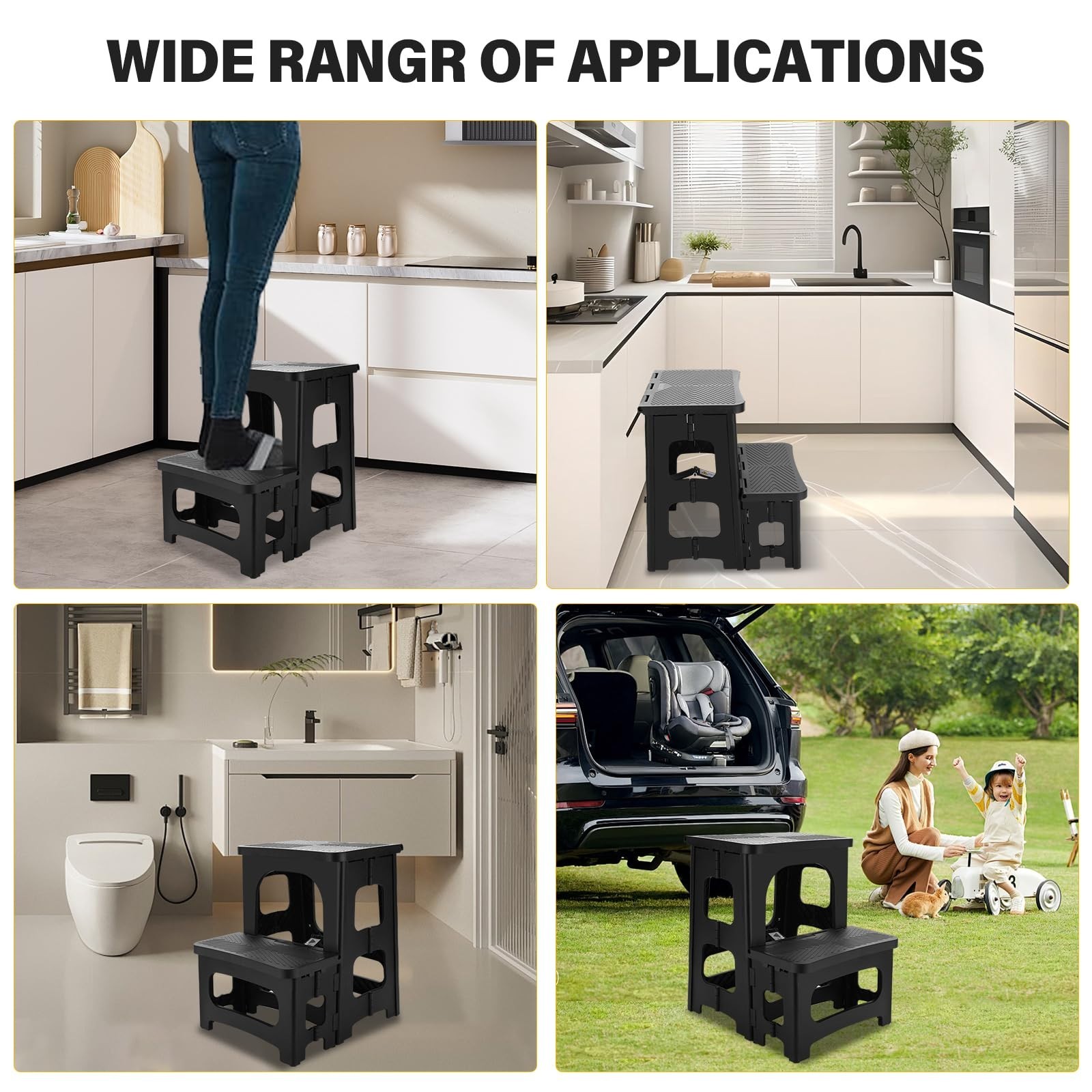 Folding 2-Step Stool Non-Slip Collapsible Portable Footstool Hold up to 300 lbs