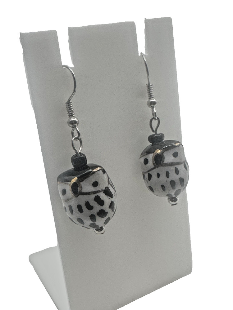 Porcelain Owl Earrings Pierced