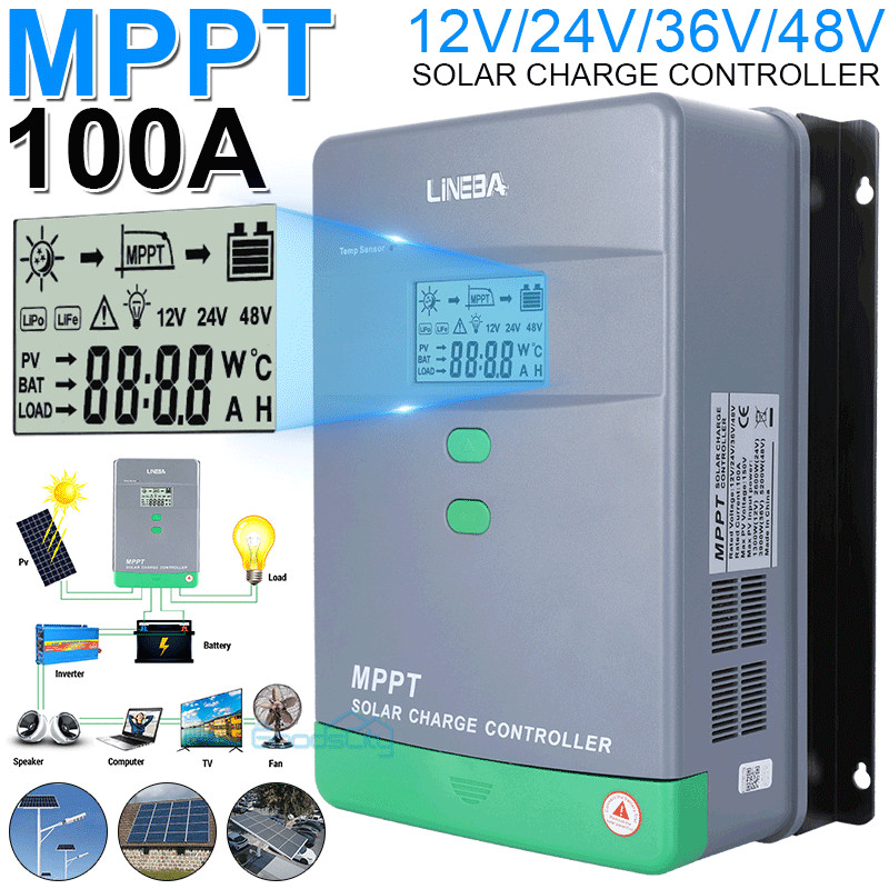 5200W 12/24/36/48V 100A MPPT Solar Charge Controller Panel Battery PV Regulator