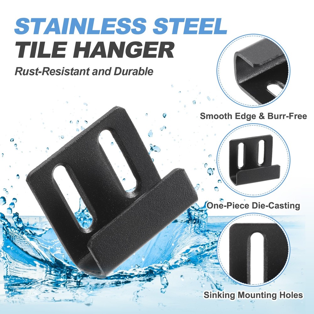 10 Pcs Adjustable Tile Hooks, Black, 15mm (9/16")